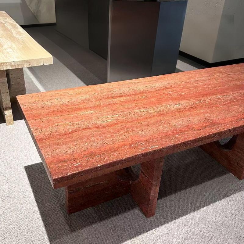 Hand-Carved Travertine Coffee Table: French European Decor