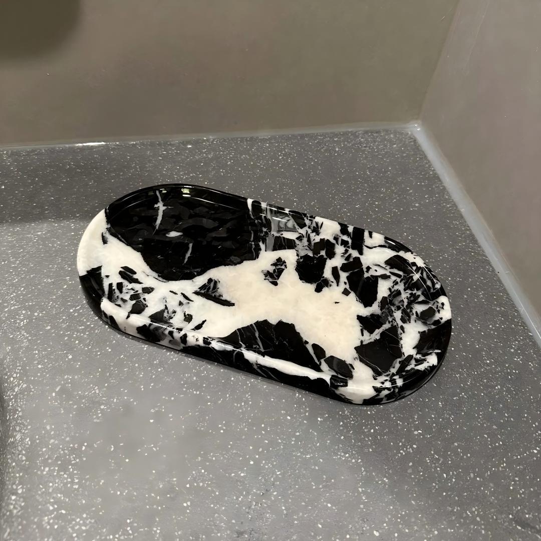 Black natural marble scented candles and jewelry storage tray, home decoration, gifts for friends