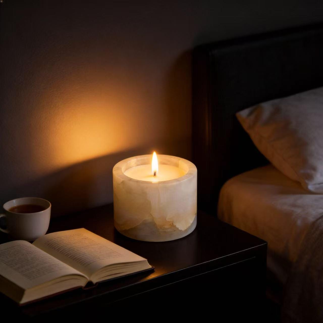 Natural Veined Marble Jar Candle, Luxury Aromatherapy Candle, Modern Home Decor Self-Care Gift