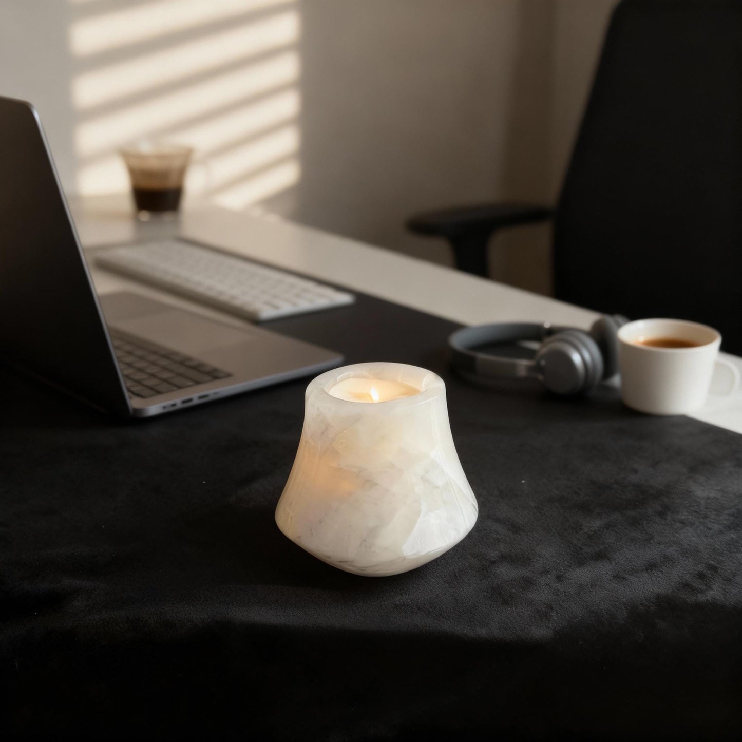 Natural Onyx Candle Holder - Handcarved Marble Aromatherapy Vessel | Unique Home Decor | Luxury Scented Candle Container
