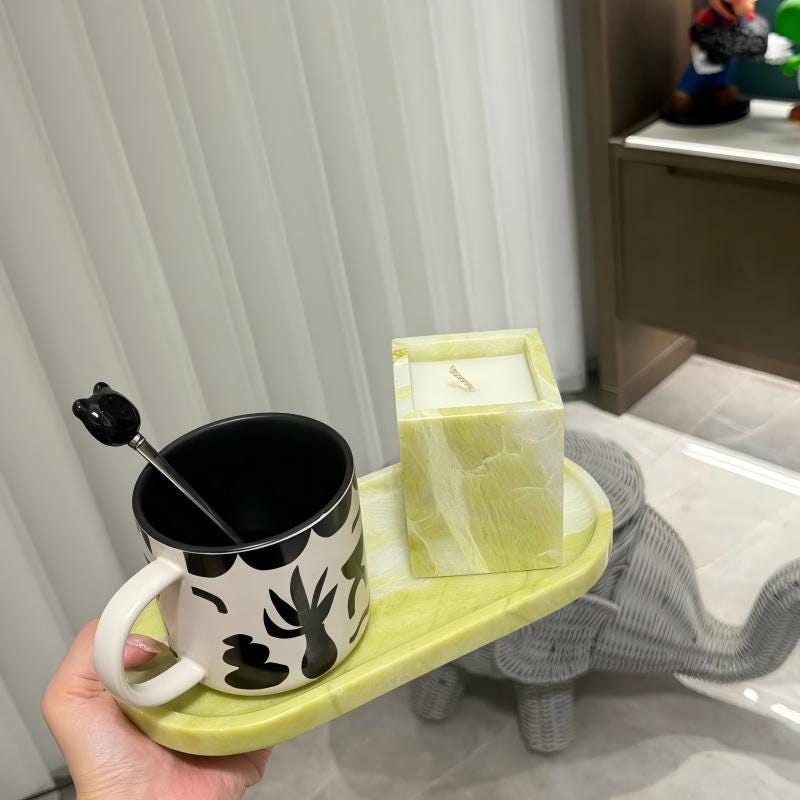 Irish Green Marble Tray & Soy Candle Set –Home Decor Gift for St.Patrick's Day
