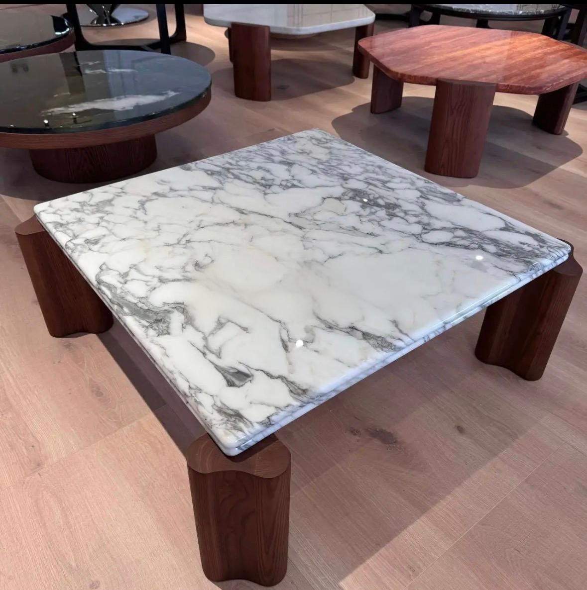 Handmade Square natural marble Coffee Table: Mid-Century Modern Living Room