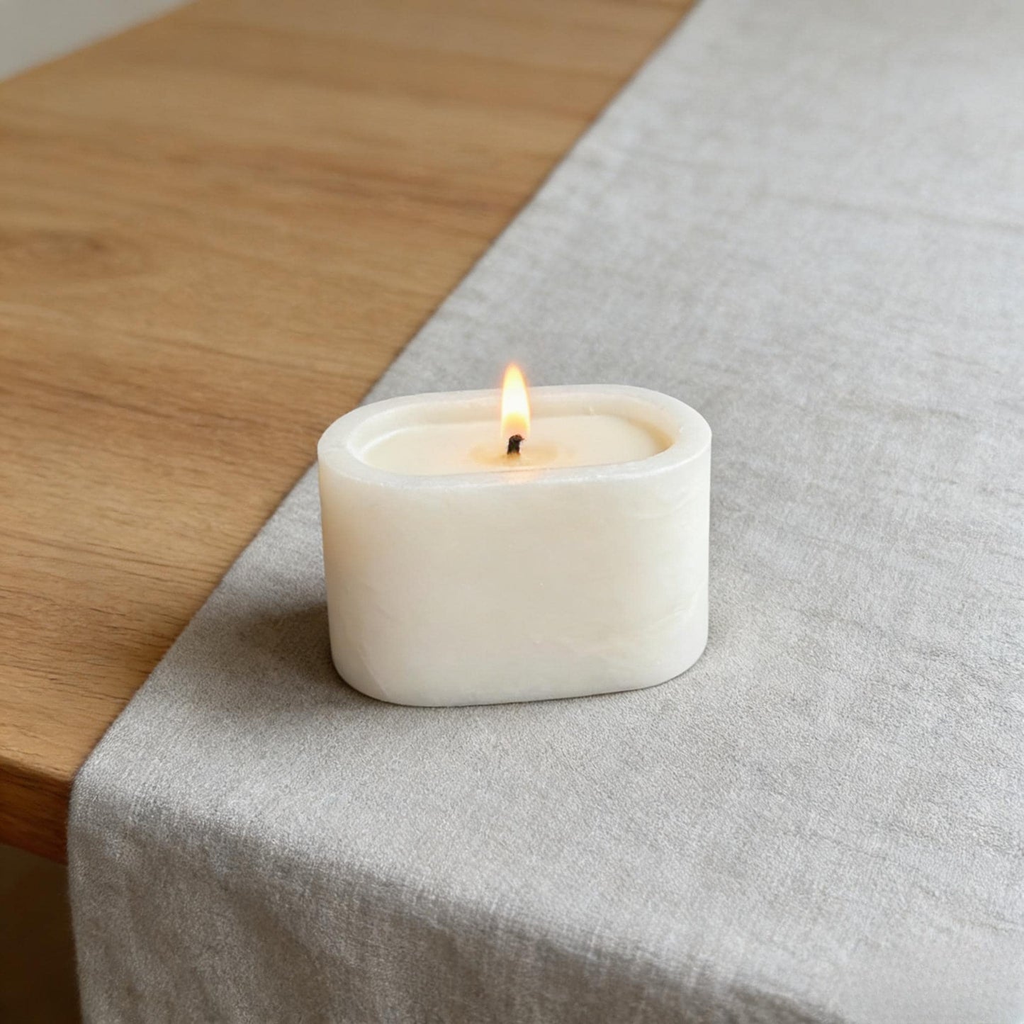 White Marble Scented Candle – Natural Stone, Aromatherapy Gift