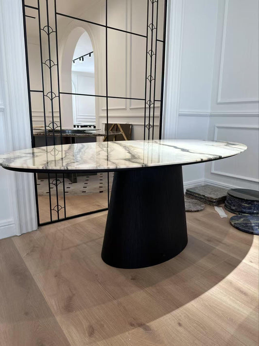Statuario Rosso Marble Dining Table: Oval, One-of-a-Kind, Vintage Style