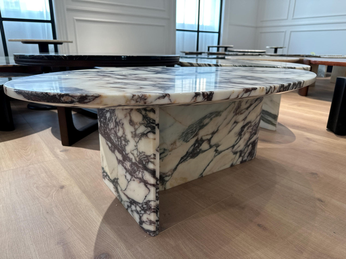 Calacatta Viola Marble Coffee Table: Oval Cocktail Table, Italian Stone