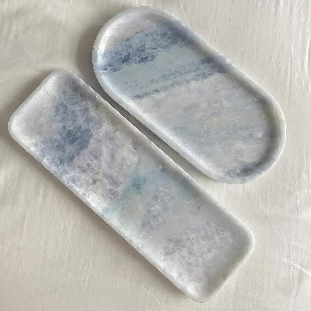 Handmade Baby Blue Crystal Marble Tray– Luxury Gift For Summer Wedding Gift