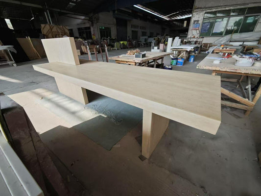 Nordic Wabi-Sabi Natural Travertine Dining Table (promotion)