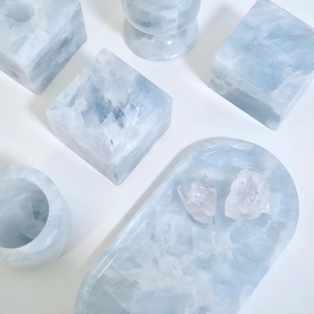 Handmade Baby Blue Crystal Marble Tray– Luxury Gift For Summer Wedding Gift
