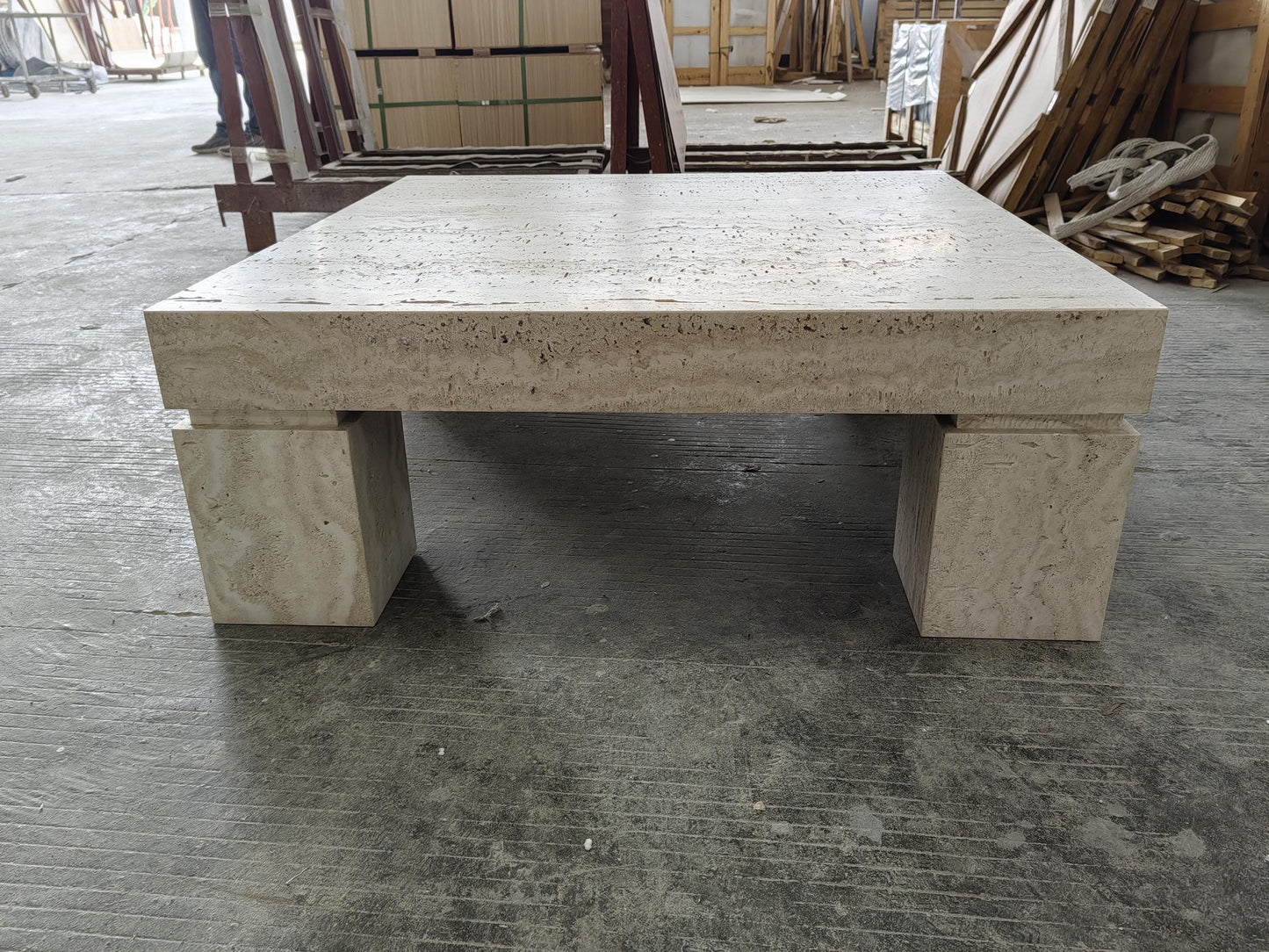 handmade Square Natural Travertine Coffee Table, Modern Organic design furniture for Living Room