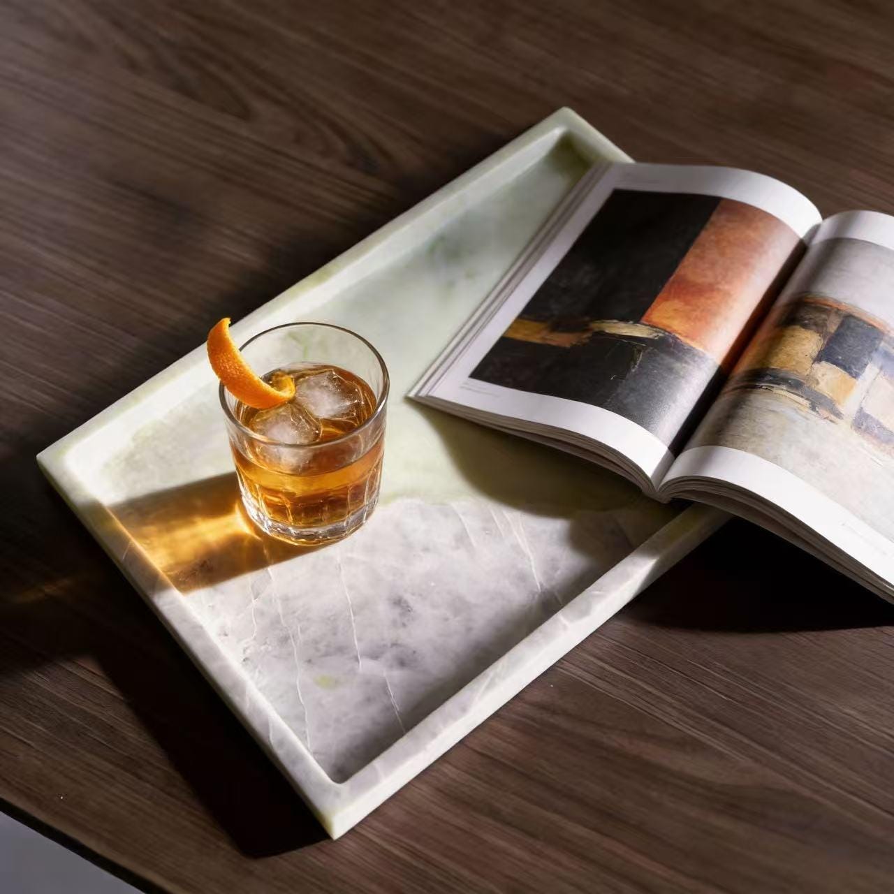 Handmade Green Marble Catchall Tray, Unique Statement Organizer for Stylish Home Ambiance