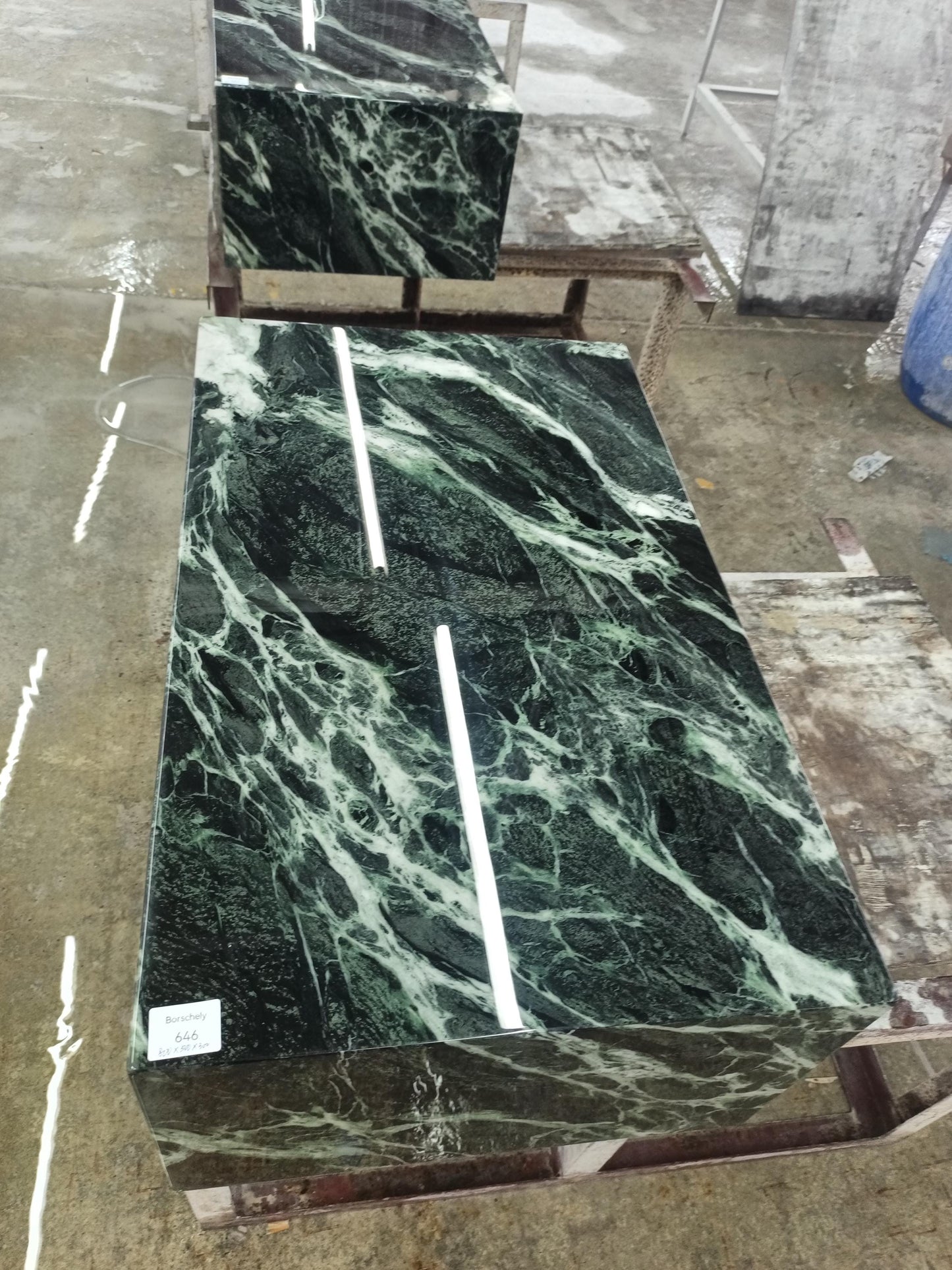 Luxury Green Marble Coffee Table, Italian Minimalism