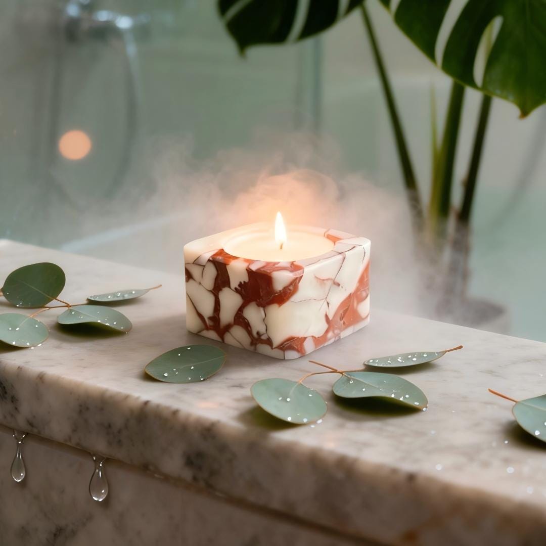 Handmade Marble Candle – Natural Veined Pattern – Aromatherapy Scented Candle for Yoga, Spa, or Holiday Gift