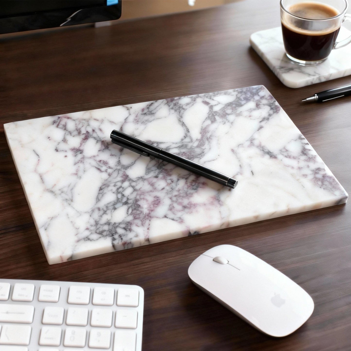 Handmade Marble Desk Tray – Minimalist Office Organizer