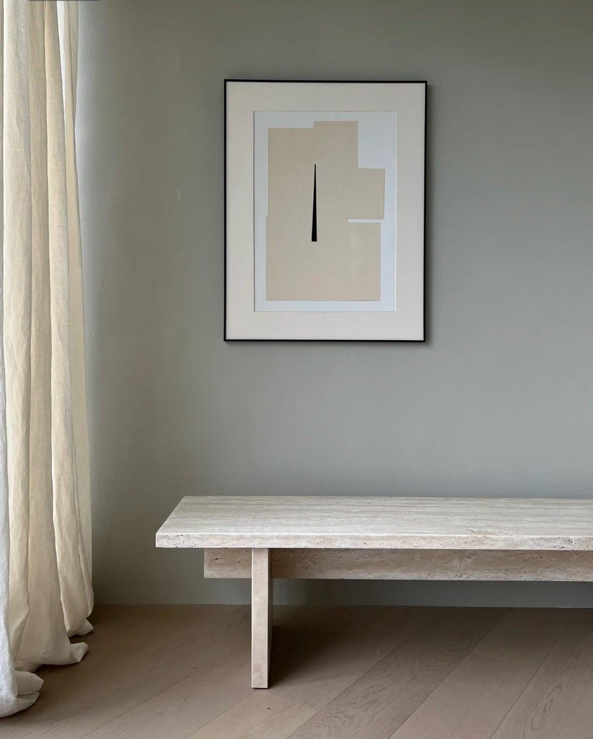 Natural Travertine Console Table: Japandi style for living room