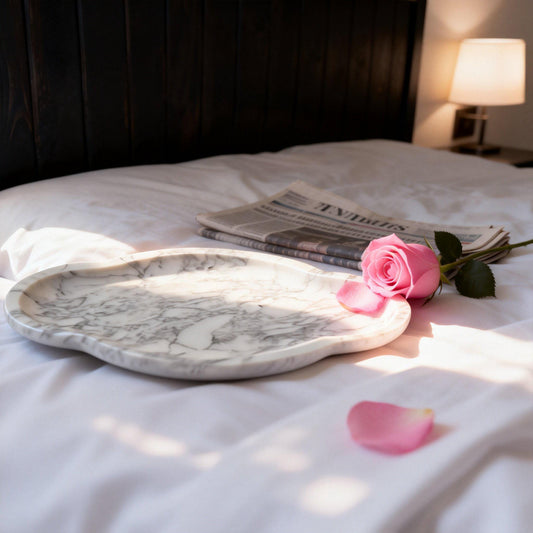 White Marble trays are used for bathroom and kitchen decoration, dressing table decoration, and for jewelry, perfume and small accessories