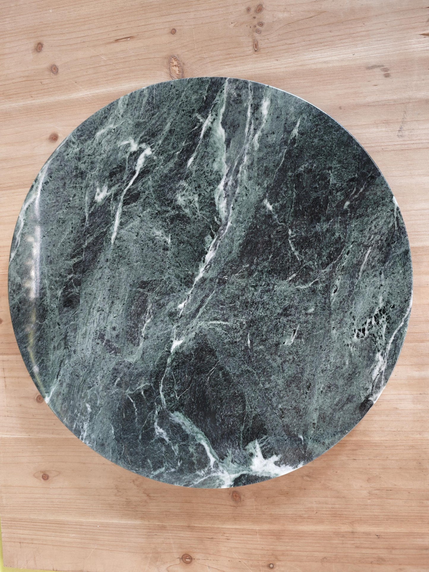 Natural Green Marble Side Table: vintage Design, Hand-Polished