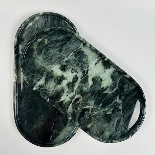 Handcrafted Marble Green Tray for living room designs-Jewelry Storage Tray useful gift