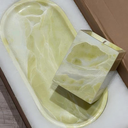 Irish Green Marble Tray & Soy Candle Set –Home Decor Gift for St.Patrick's Day