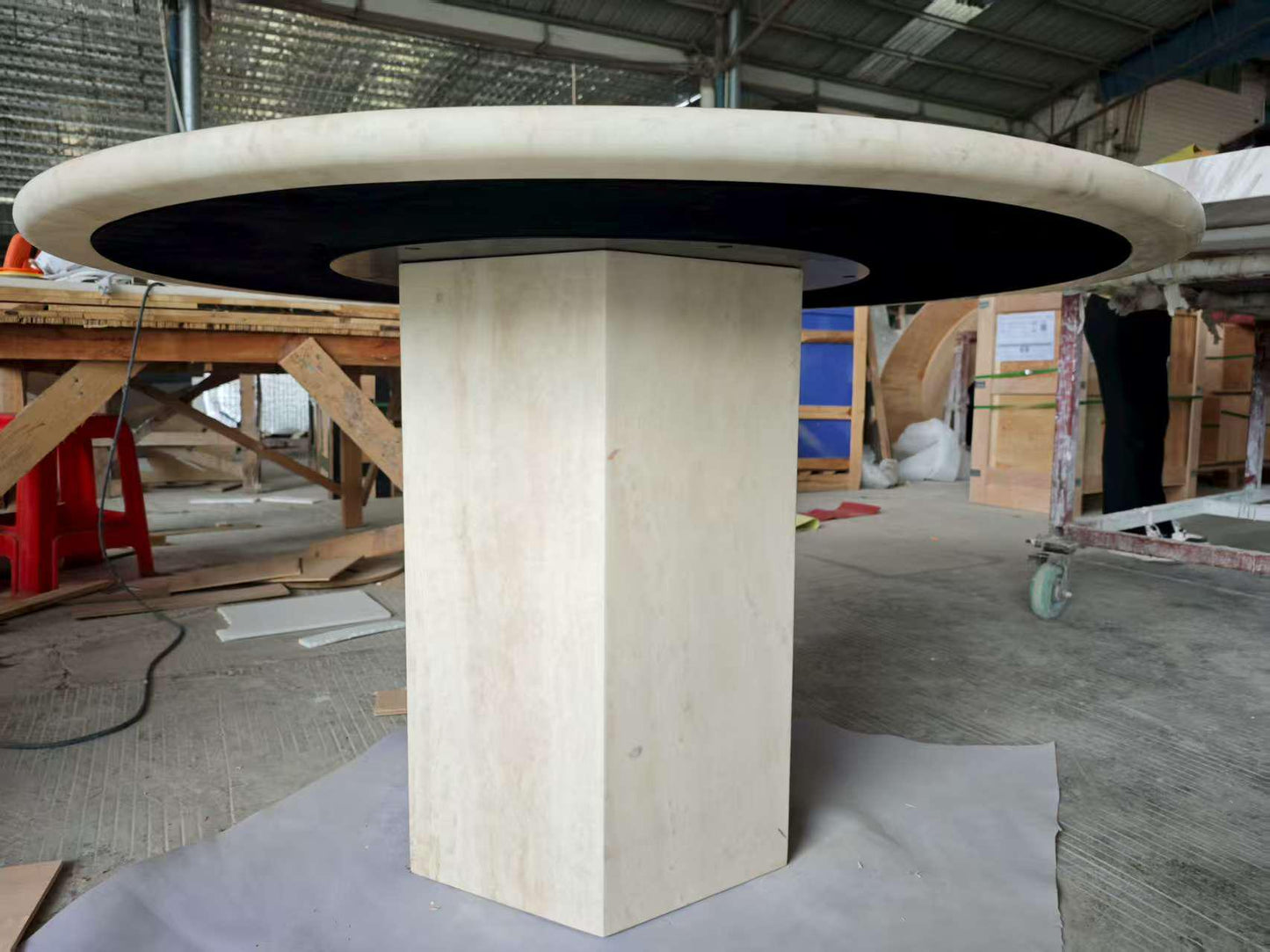borschely round travertine dining table custom: vintage home furniture