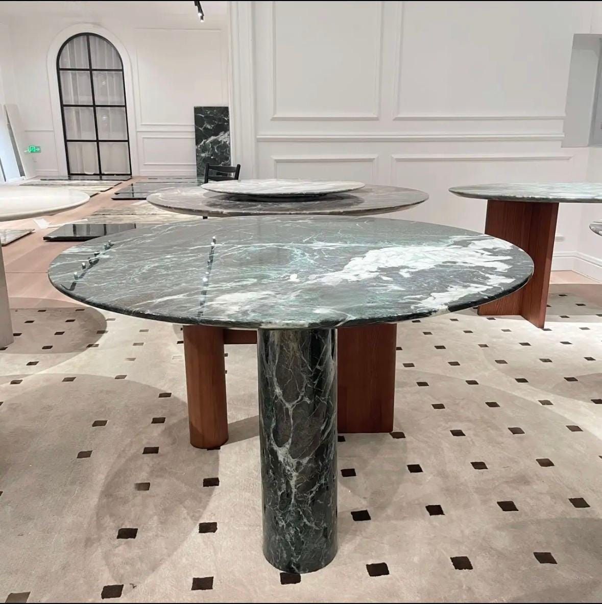 Organic Special Shape Natural Green marble Stone Dining Table: Luxury