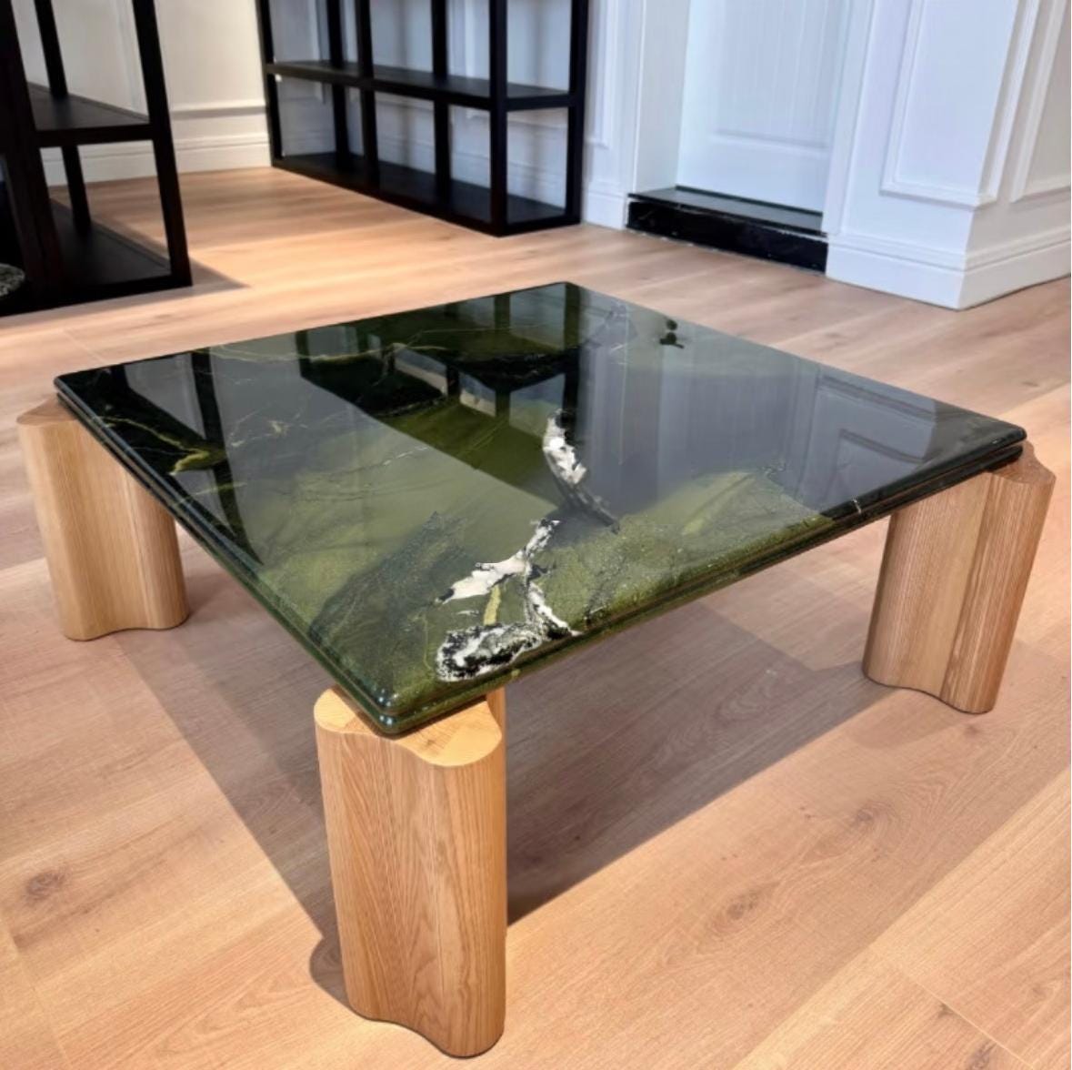 Handmade Square natural marble Coffee Table: Mid-Century Modern Living Room