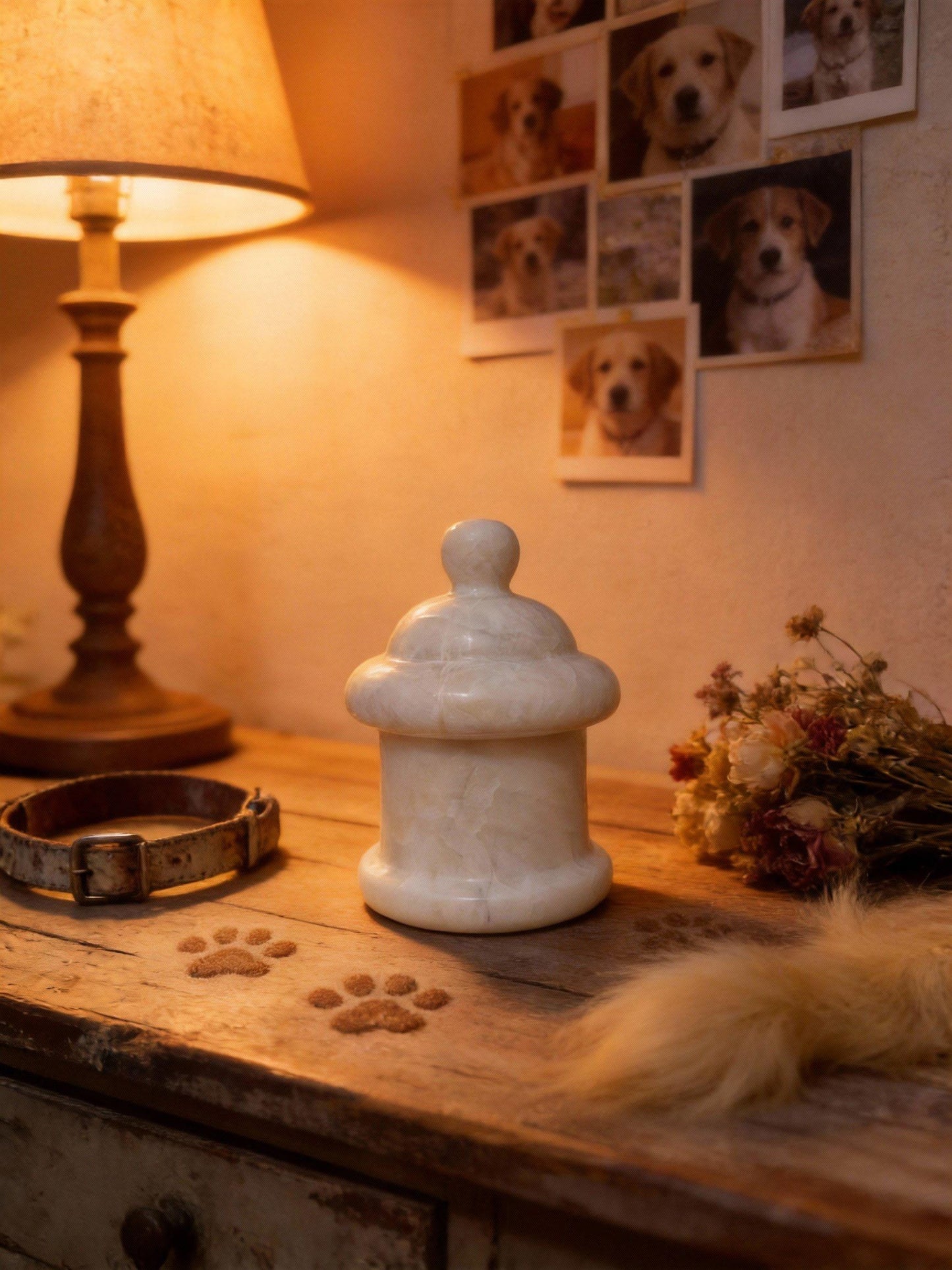 Handmade Ice-Cracked Porcelain Pet Urn – Minimalist Memorial Keepsake