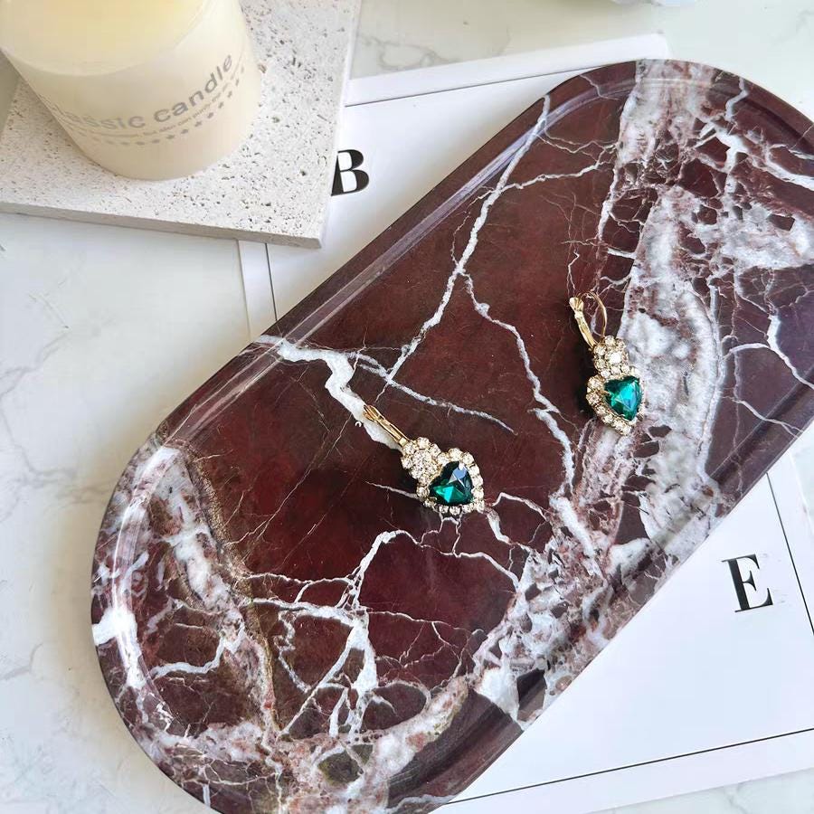 Natural Stone violet Rouge Marble Tray for wedding gift-Royal Elegance in Stone