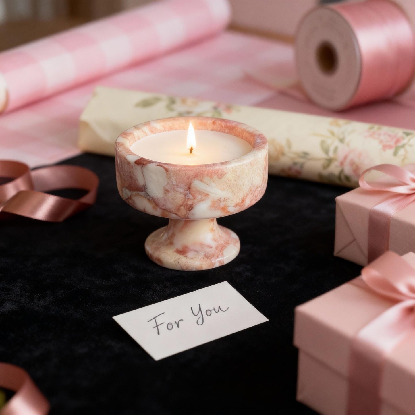 Romantic Evening Marble Candle, Valentine's Day Handmade Aromatherapy Candle Gift