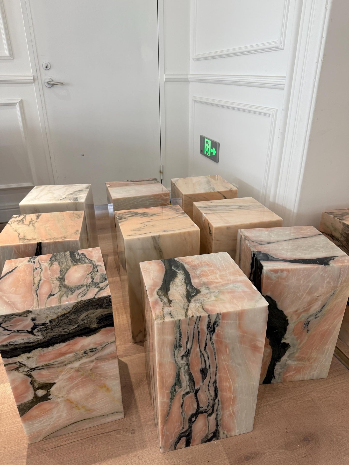 Calacatta Pink Marble Plinth: Minimalist Side Table, Display Pedestal