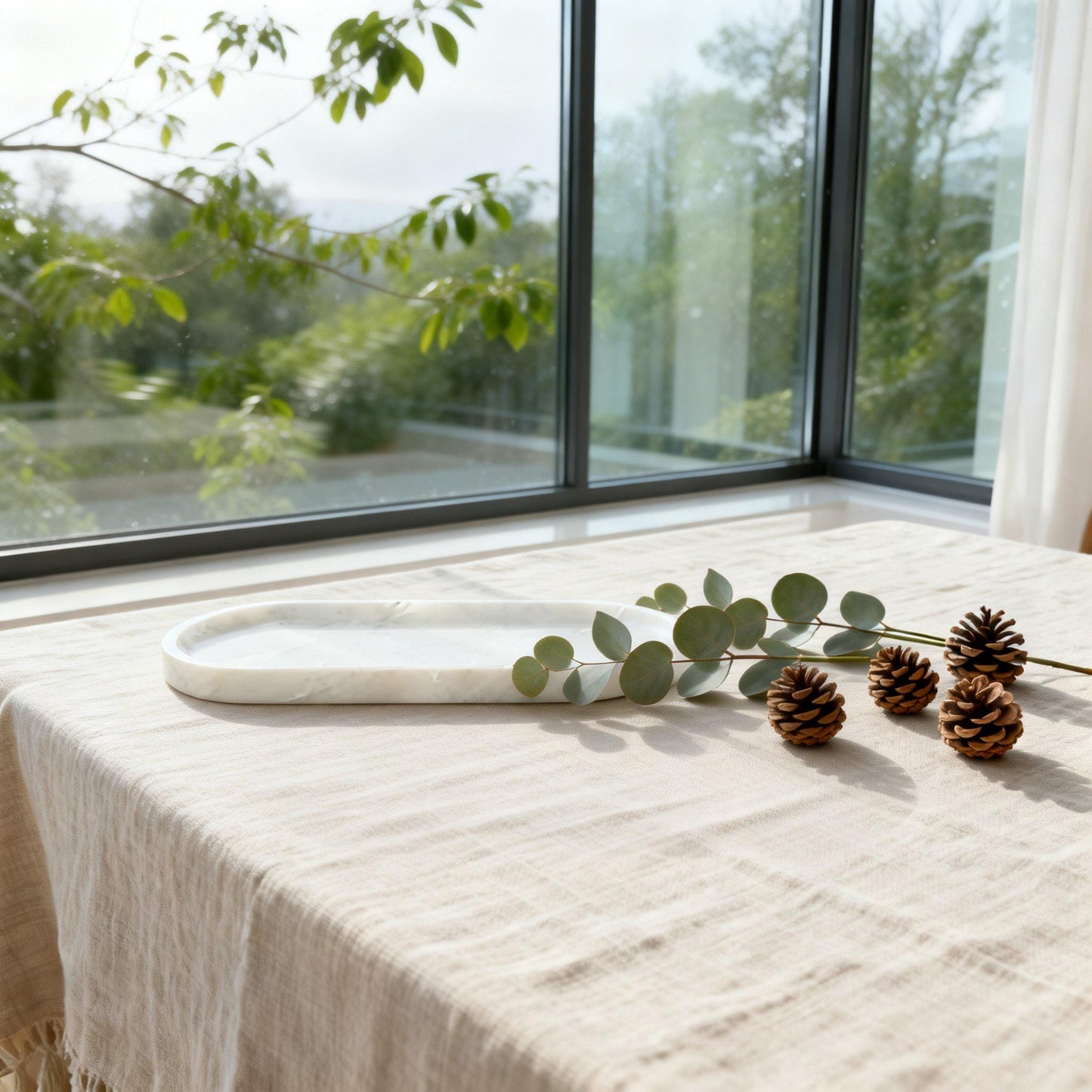 Marble jewelry tray, women's decorative tray, ring stand tray, interior decoration aesthetics, white