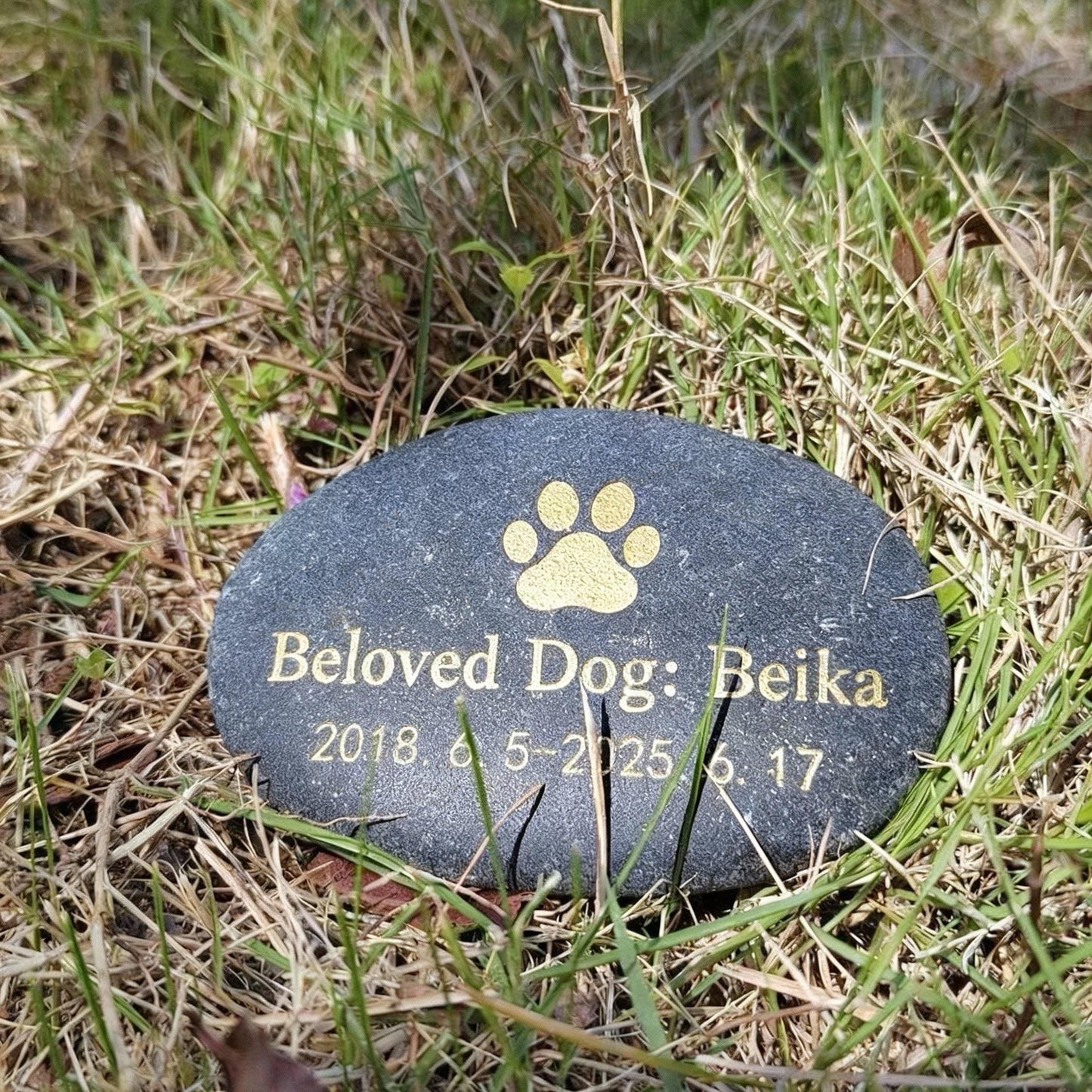 Engraved Pet Tombstone, Custom Stone Memorial, Dog Cat Grave Marker