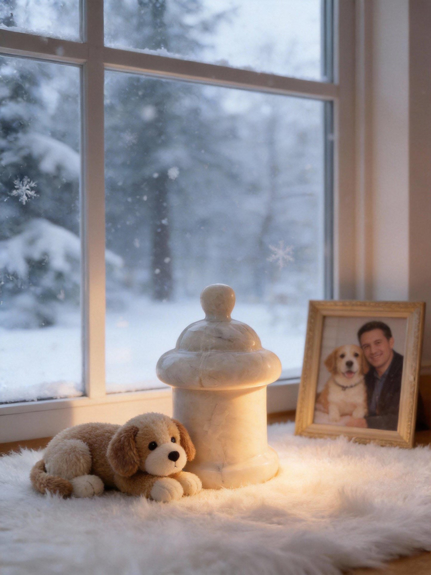 Handmade Ice-Cracked Porcelain Pet Urn – Minimalist Memorial Keepsake