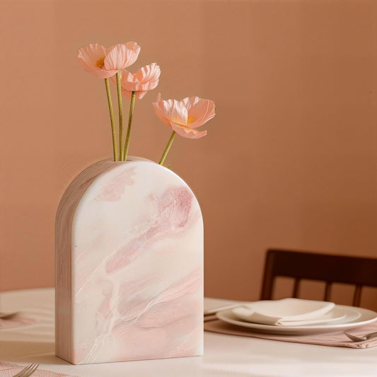 Handcrafted Pink Marble Book Vase for Flower – Vintage Home Decor for table centerpieces