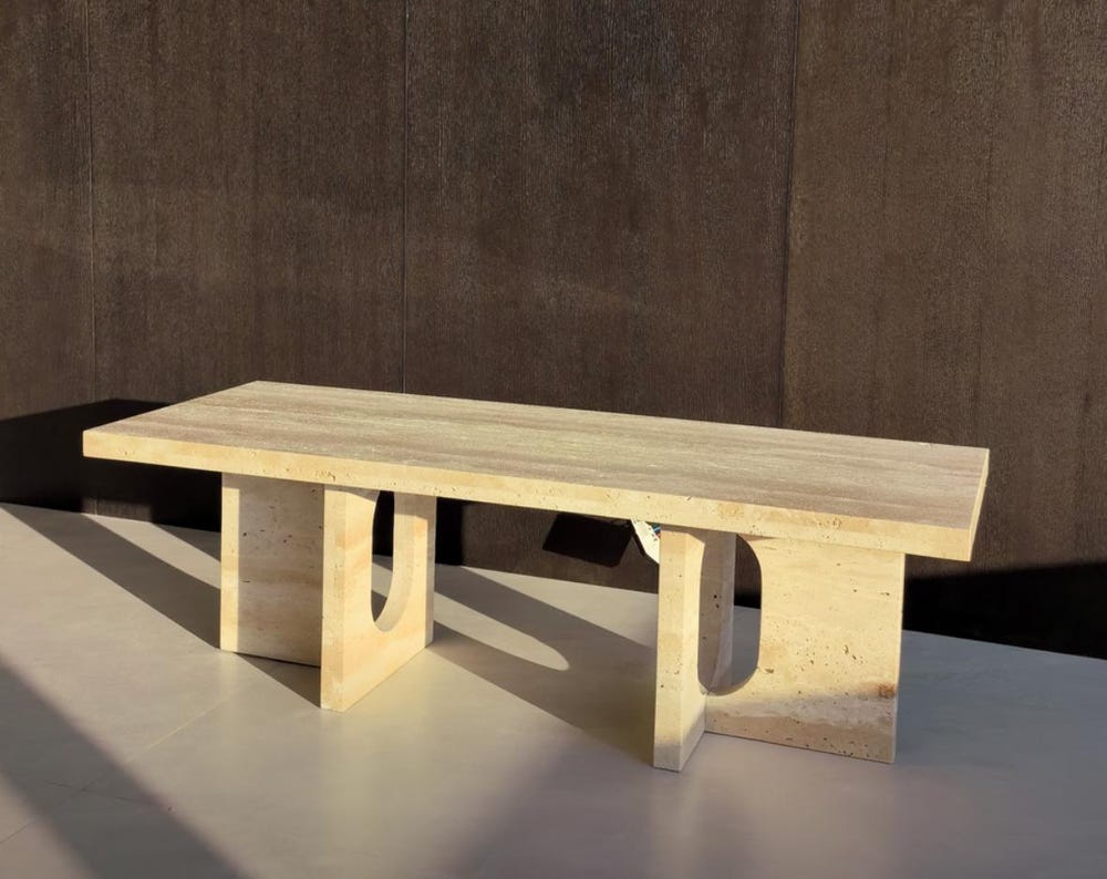 Hand-Carved Travertine Coffee Table