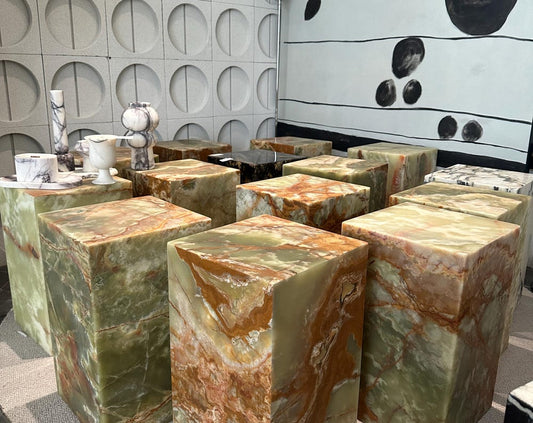 Handcrafted Green Onyx Marble Side Table